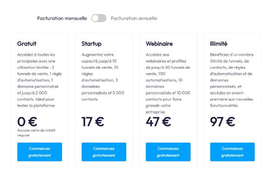 Miniature de la page tarifs de Systeme.io relevée le 5 juillet 2026